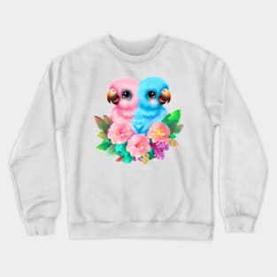 Twin Baby Parrots Pink and Blue Crewneck Sweatshirt